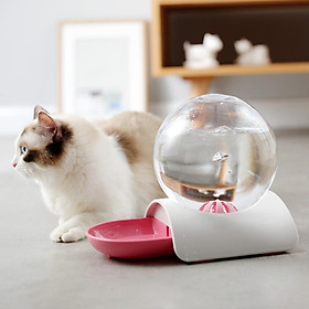 Automatic Pets Water Dispenser Cat Feeding Bowl Feeder Pink