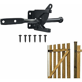 Đòn bẩy trọng lực tự động, khóa bằng thép không gỉ, khóa đen, với ốc vít M6, cho cửa gỗ và khóa hàng rào