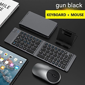 Bộ Bàn phím chuột mini Gấp gọn không dây Z219 kết nối bluetooth 5.2 + 3.0 + Usb wireless 2.4g hàng nhập khẩu - Màu Xám