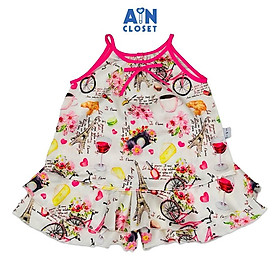 Bộ quần áo Ngắn bé gái hoạ tiết Paris Hồng Lụa Pháp - AICDBGIBCJQ0 - AIN Closet