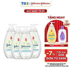 [BỘ 4 SIÊU RẺ] sữa tắm 2 trong 1 (gội+tắm toàn thân) mềm mịn Johnson' baby Bath Cotton Touch 500mlx4