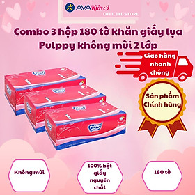 Combo 3 hộp 180 tờ khăn giấy lụa Pulppy không mùi 2 lớp