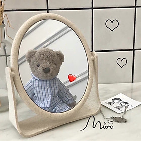 Gương Trang Điểm Để Bàn Phong Cách vintage Xoay 360 Độ Có 2 Mặt - Tặng sticker dán cute