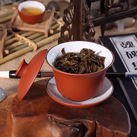 Chén tử sa cổ Nghi Hưng liễn trà có nắp đậy và dĩa lót  tách trà chum trà tinh hoa trà đạo phụ kiện bàn trà
