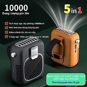 Mua Quạt đeo cổ thắt lưng tích hợp sạc dự phòng dung lượng 10000mA công suất 8W  chức năng điều chỉnh tốc độ gió vô cấp