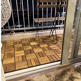 Mua Combo 3 tấm ván sàn gỗ tự nhiên lát ngoài trời 12 nan - Tấm Ván Lót Sàn Gỗ Vỉ Nhựa Chịu Nước Tốt