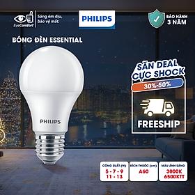 Combo 3 bóng Philips LED bulb Essential E27 9w ánh sáng trắng 6500K