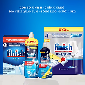 Muối finish 1.5kg + bóng finish 1150ml + 100 viên finish quantum dùng cho máy rửa bát