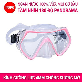 Mặt nạ lặn biển POPO với mắt kính lặn biển góc nhìn 180 độ PANORAMA bằng kính cường lực an toàn