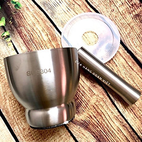 Bộ cối chày inox sus 304 có nắp size 12,7 cm dày nặng chắc chắn có đế chống trượt