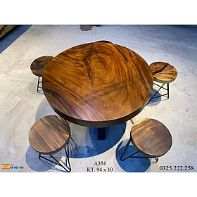 Mua Bộ Bàn Ghế Ăn Gỗ Me Tây  Bàn Ghế Cafe Gỗ Me Tây  Bàn Gỗ Me Tây  Bàn Gỗ Me Tây Nguyên Tấm Rộng 94cm Dày 10cm