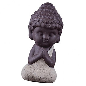 2X Little Monk Buddha Ceramic Statues Holder Tea Pet Home Tea Tray Decor Beige