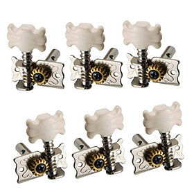 6x 3L3R Single Hole Tuning Pegs Machine Heads for Acoustic Guitar Silver