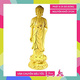 Mua Tượng lớn phật A Di Đà đứng nguyên khối đế sen vàng đất - Cao 37cm