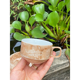 Mua Cốc cafe gốm sứ Bát Tràng cao cấp men vân đá nâu dung tích 150ml