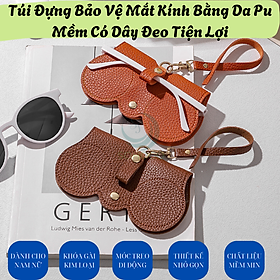 Túi đựng kính, có dây buộc- Túi đựng kính râm da PU 14x7cm