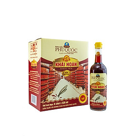 Hộp 6 chai thủy tinh nước mắm Phú Quốc Khải Hoàn 43 độ đạm (520ml x 6)