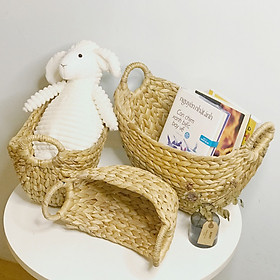 Mua Sọt lục bình (sọt bèo tây) đa năng hình thuyền có quai cầm/ Water hyacinth storage basket with handles
