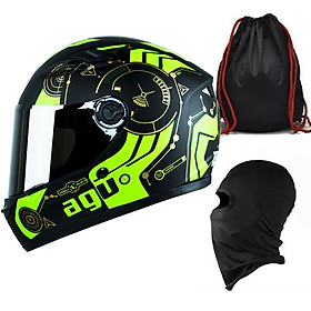 Mũ Bảo Hiểm Đẹp Fullface AGU Tem 43 + Khăn Ninja + Tặng kèm túi đựng nón chống trầy_ Nhiều màu _ Nón Fullface _ Kính trà