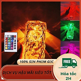 Đèn ngủ LED Đèn Pha Lê Cảm Ứng RGB 16 Màu Chạm Tay Để Thay Đổi Màu Sắc Có Điều Khiển Từ Xa, Trang Trí Bàn Phòng Khách, t