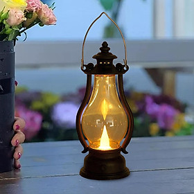 Battery Operated Hanging Candle Light, Retro Antique LED Oil Lamp Hurricane Miners Lantern Lamp for Garden Tree Table Reading Camping (Warm White)