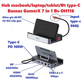 Mua  GamerX 7 in 1   Hub C đa năng mở rộng cổng Macbook và laptop type C ra 7 cổng Baseus GamerX Bs-OH116 _ Hàng chính hãng