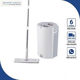 Mua Cây Lau Nhà Tự Vắt Bình Tròn Cao Cấp  Chổi Lau Cán Dài Đầu Xoay 360 Độ - Broom Green PR03