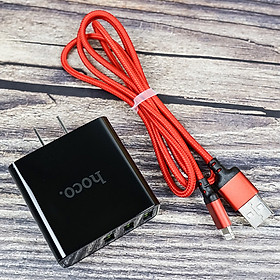 Mua Bộ sạc nhanh cốc Hoco C15 3 cổng và cáp X14 Iphone dây dù - hàng chính hãng
