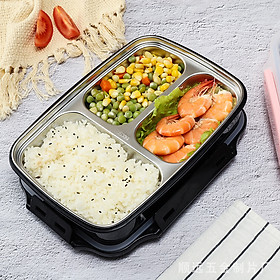 Mua Hộp Cơm Trưa INOX 304 Dung Tích Lớn - 2 Lớp - 3 Ngăn - Tặng Kèm Muỗng Đũa