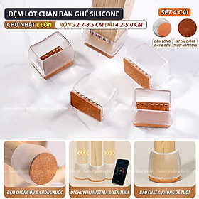 SET 4 Đệm Lót Chân Bàn Ghế Vuông Tròn Chống Ồn Hamart Bọc Chân Ghế Gỗ Silicone Chống Xước Sàn Nhà - 4 Đệm Lót CN LỚN - L