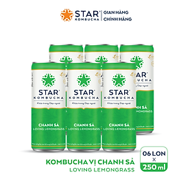 Lốc 6 lon thức uống lên men STAR KOMBUCHA Chanh Sả/ Loving Lemongrass (250ml/lon)