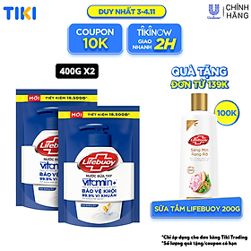 Combo 2 Nước rửa tay Lifebuoy sữa dưỡng ẩm túi 400g