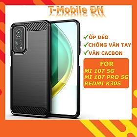 Ốp lưng cho Xiaomi Mi 10T 10T Pro 5G Redmi K30S dẻo Cacbon phay xước chống sốc chống vân tay