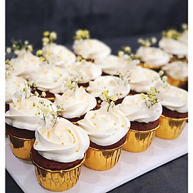 50 Cup giấy muffin viền nhũ nướng bánh bông lan, kem