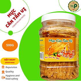 MỰC CÁN ƯỚP TẨM GIA VỊ THƠM NGON KÈM TƯƠNG ỚT HỘP 500G