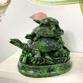 Mua Tượng rùa trang trí phong thủy có chân đế -  Chiều cao 10cm - Màu xanh lục bích