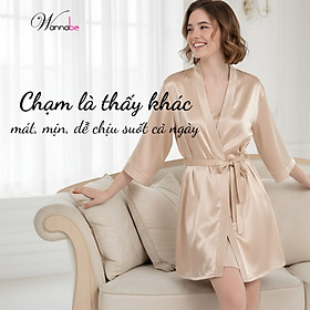 Áo choàng ngủ WANNABE KI010 áo khoác ngủ kimono dạng cơ bản trơn đơn giản dễ mặc sang trọng