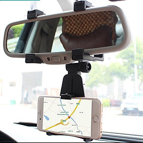 Universal In-Car Rear View Mirror Mount GPS DVR Phone Holder 360 Degree Rotated Strong Grip Durable Car Phone Holder Car Rearview Mirror Mount Mobile Phone Holder Adjustable Angle 360 Degrees Rotating Car Cellphone Holder GPS Smartphone Stand