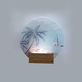 Mua Đèn ngủ treo tường  đèn cây dừa đế gỗ