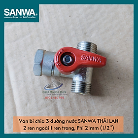 Mua Van khóa bằng đồng chia 3 đường nước  2 ren ngoài 1 ren trong SANWA THÁI LAN Phi 21mm (1/2 ) BV15MFM