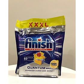 Túi 60 viên rửa chén Finish Quantum Max Dishwasher Tablets Lemon PTT025460 - hương chanh