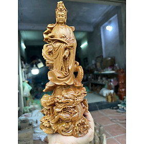 Mua Tượng phật bà quan âm bồ tát bằng gỗ bách xanh thơm nức  kt 28×10×7vm