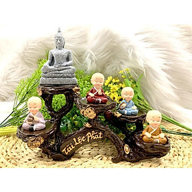 Full Set Phật Đá cùng các chú tiểu Tịnh Tâm tọa đế Tài Lộc Phát