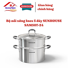 Mua Bộ nồi xửng hấp inox 304 cao cấp 5 đáy Sunhouse SAM507-24 size 24cm - Hàng chính hãng