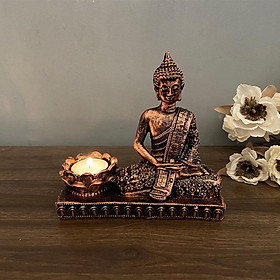 Meditating Buddha Statue Figurine Tealight Holder/Candle Holder for Home, Garden, Patio Sitting Sculpture Ornament