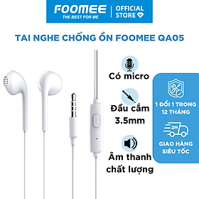 Mua Tai Nghe Có Dây Chống Ồn FOOMEE QA05 - Tích Hợp Micrô Tiện Lợi - Màu Trắng - Hàng Chính Hãng