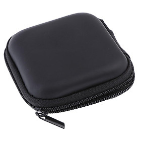 PU Leather Zip Up Water Resistant Headset Bag Pouch Data Cable Line Lead Black