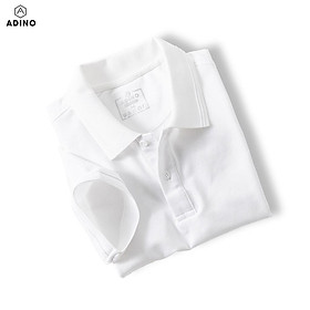 Áo polo nữ ADINO màu trắng phối viền chìm vải cotton co giãn dáng công sở slimfit hơi ôm trẻ trung APN03
