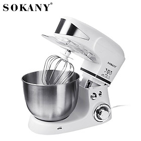 Máy nhào bột, trộn bột đánh trứng để bàn SOKANY SC-206, công suất cao 1000W, cối inox 5L trộn bột, nhào bột tự động - HÀNG CHÍNH HÃNG
