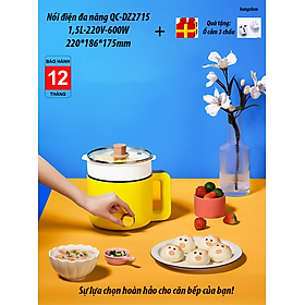 Mua Ca điện đa năng kiểu dáng Hàn Quốc QCDZ2715 1 5L ( tặng bộ bát  đũa  muôi  thìa)